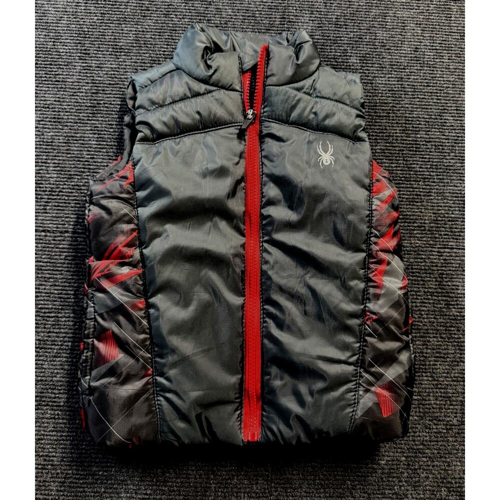 Spyder Kids Puffer Vest Gray Red Spider Logo Size 24M